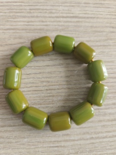 中东蜜蜡古董草绿丝蜡骨蜡手串非常润