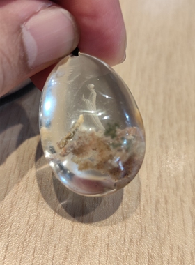 天然幽灵水晶吊坠雕刻悟道