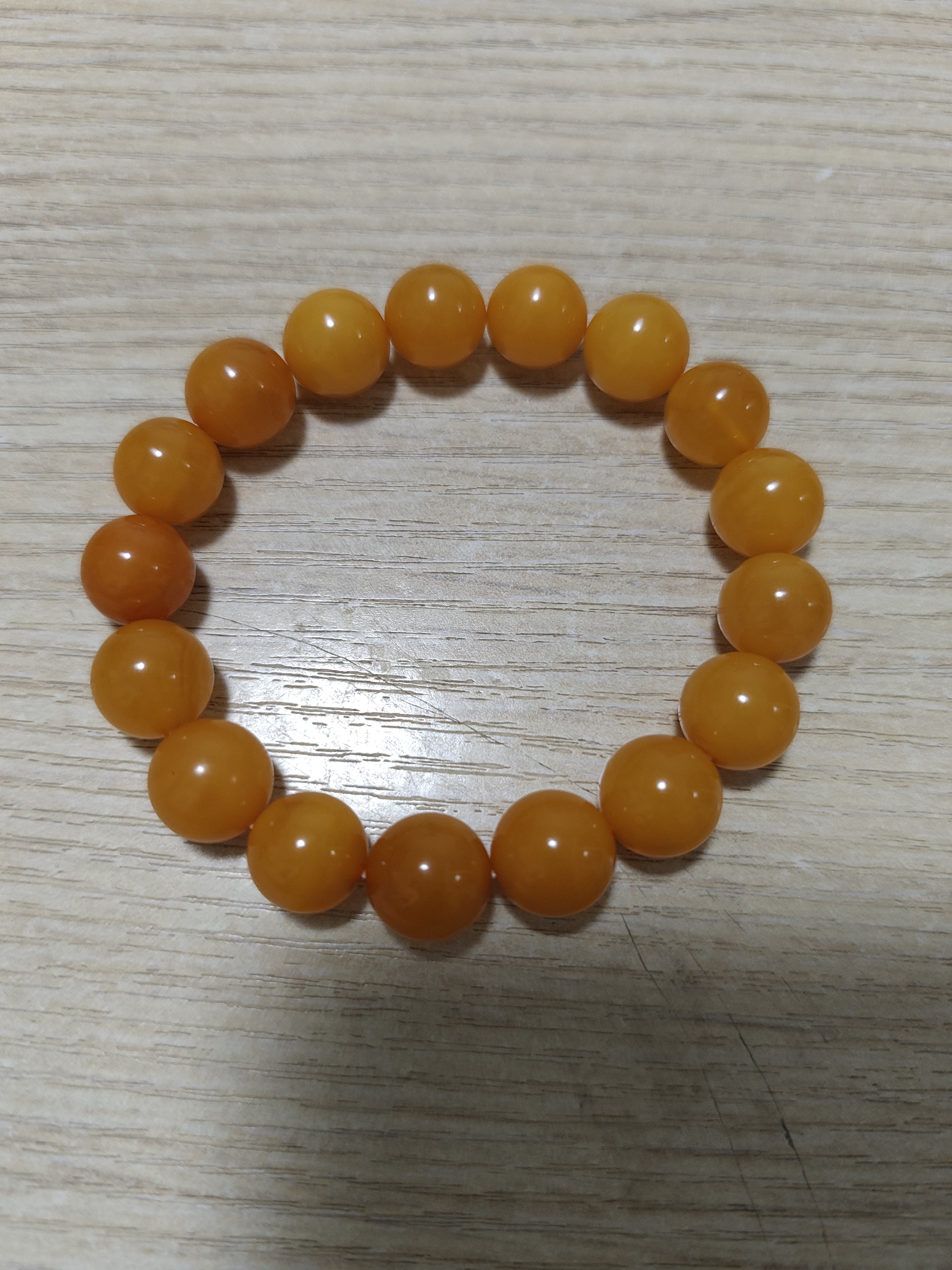 天然波罗地海老蜜蜡圆珠手串11mm10年前的货品相完美带证