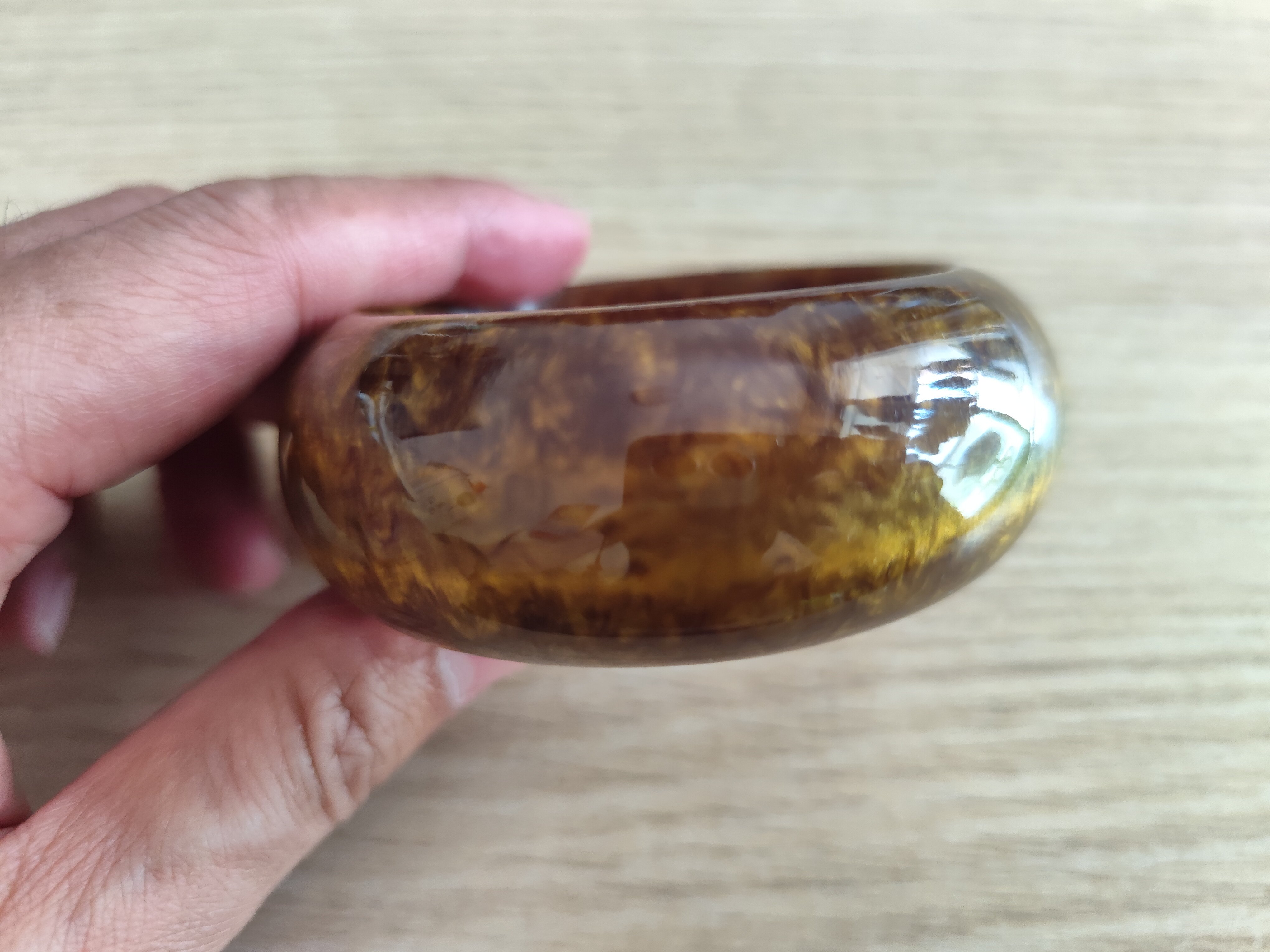 中东蜜蜡老手镯女款宽版蓝精灵紫金沙圆镯贵族蜜蜡老料