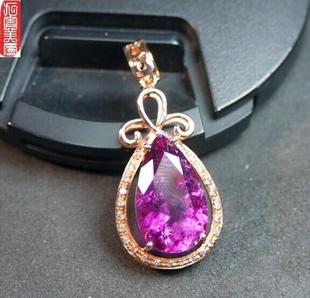 天然超艳丽红宝碧玺刻面真钻玫瑰金吊坠特价 高端收藏ruby镶嵌手饰