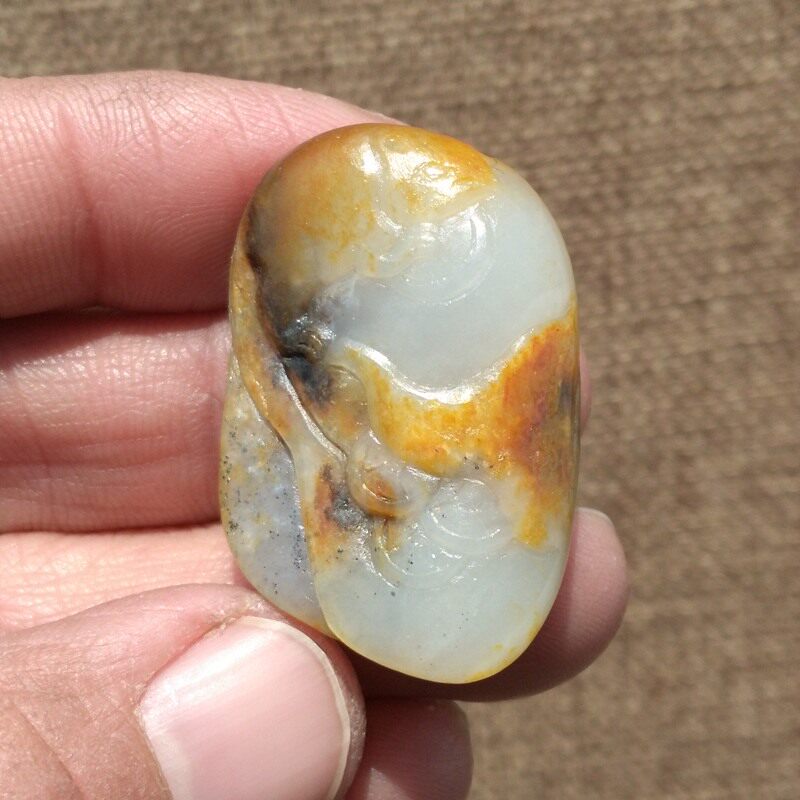 新疆和田玉籽料生肖鼠吊坠正品纯天然黄皮白玉玉石挂件代代数钱