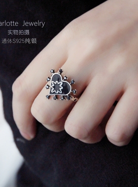 心形大码戒指通体纯银