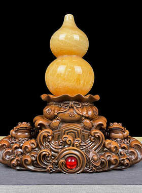 天然玉石葫芦摆件玄关金蟾中式