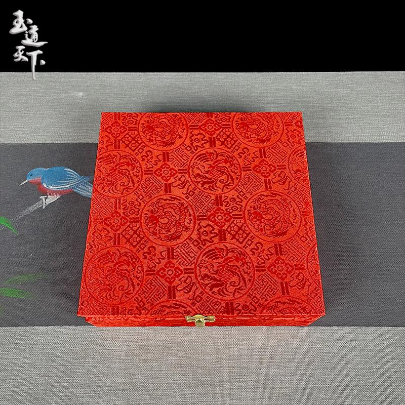 平安扣摆件和氏璧陶瓷布料锦盒茶饼创意圆形玉石包装盒厂家直销