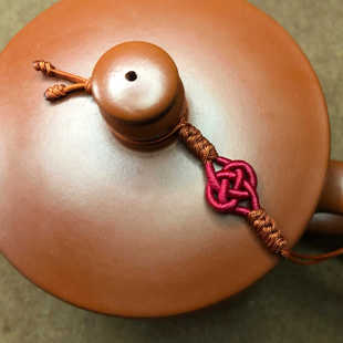 手工编织紫砂壶防摔绳西施壶功夫茶壶盖双钱结中国风茶壶盖连接线