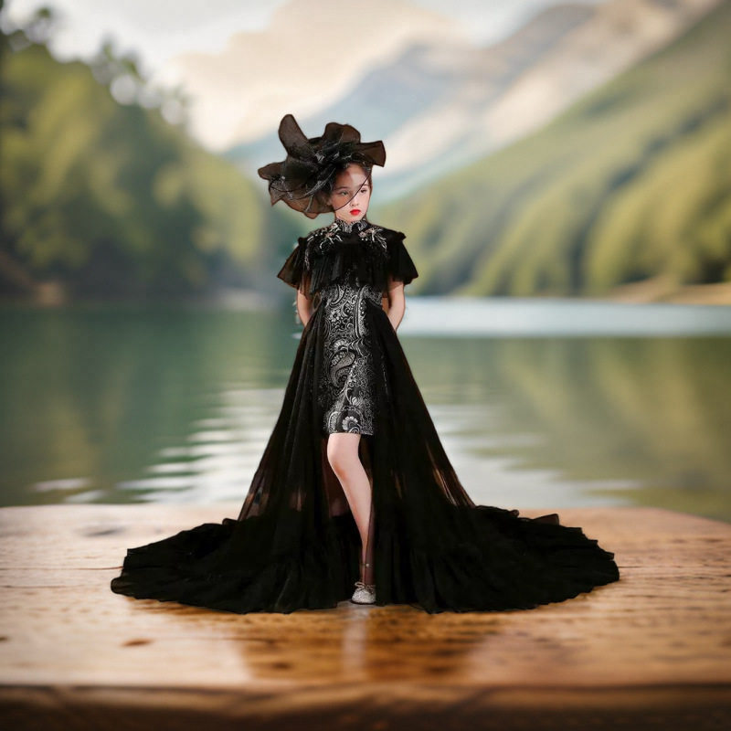 女童公主裙高端新款儿童模特走秀拖尾晚礼服小女孩主持人演出服秋,童装/婴儿装/亲子装,儿童礼服,淘宝优惠券,粉丝福利购,淘宝优惠卷