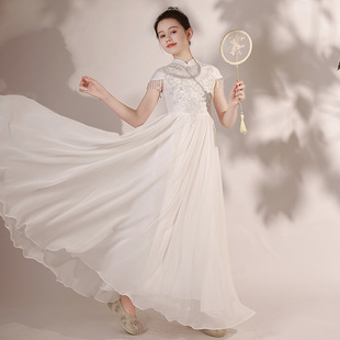 儿童古筝表演服冬季2025新款女童中国风民乐演奏合唱艺考演出礼服