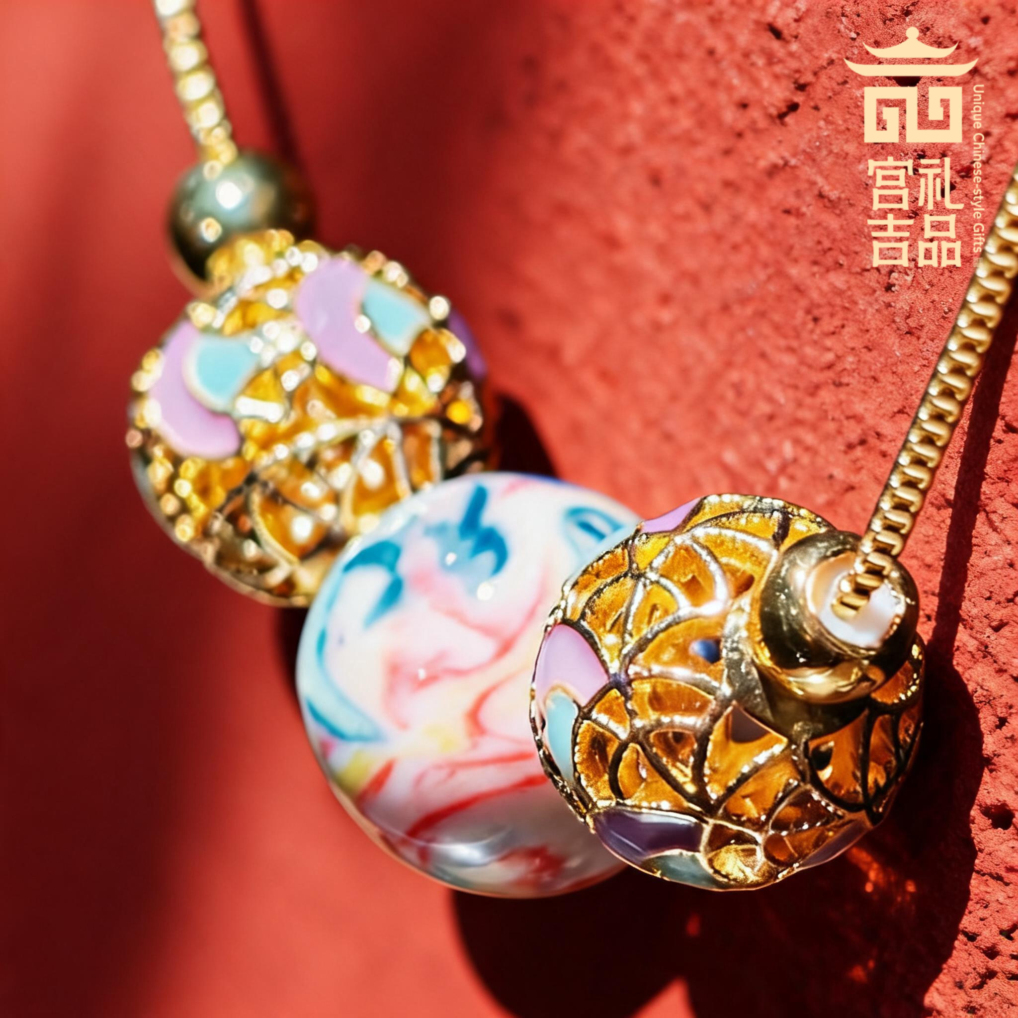 明孝陵博物馆监制柴战柱大师作·绞胎瓷首饰系列手链东方美学饰品