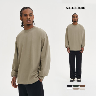 T恤男潮牌FOG配色 打底长袖 2026年新款 280G纯色重磅纯棉宽松基础款