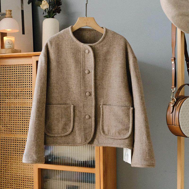 秒不退换 法式复古圆领毛呢外套 包布扣白鸭绒内胆保暖加厚外套女,女装/女士精品,毛呢外套,淘宝优惠券,粉丝福利购,淘宝优惠卷