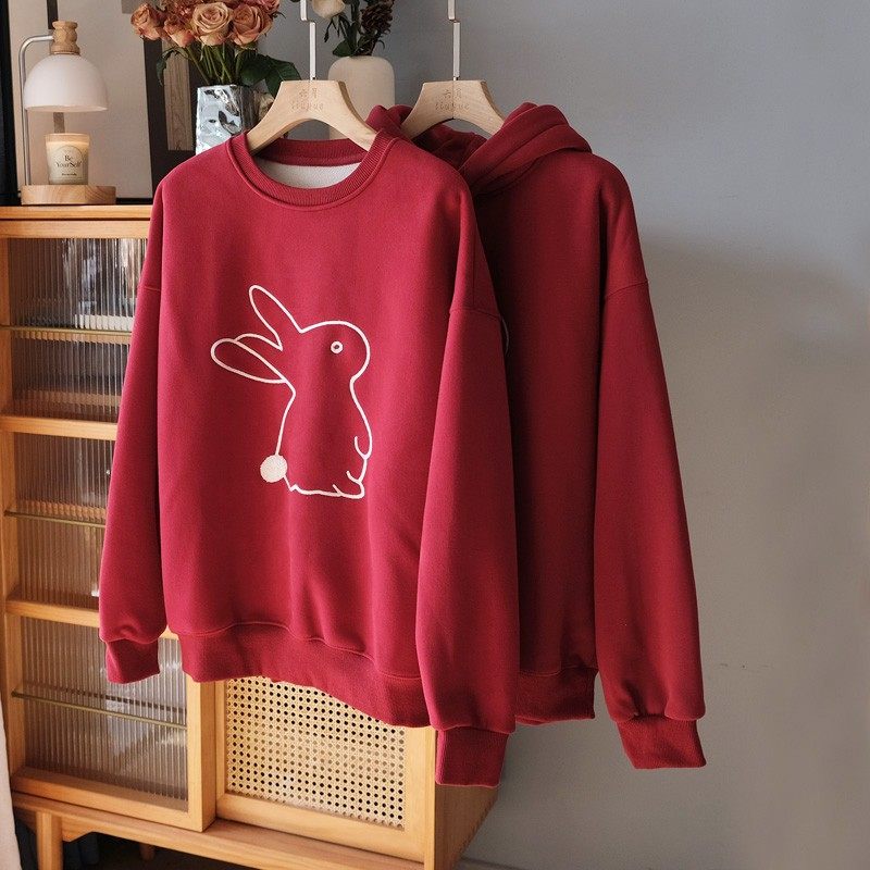 六月家1.30@连帽圆领卫衣 植绒兔加厚珍保暖过年新衣 女款新,女装/女士精品,卫衣/绒衫,淘宝优惠券,粉丝福利购,淘宝优惠卷