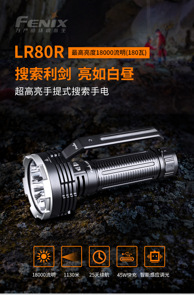 FENIX多功能超亮搜救手电LR80R
