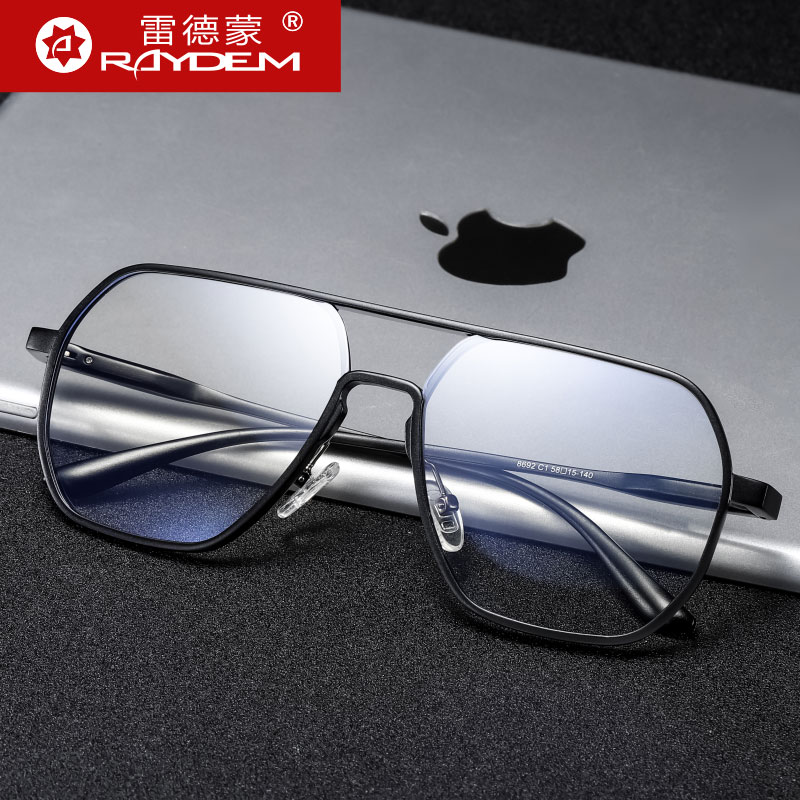 变色无度数防护疲劳配近视平光镜