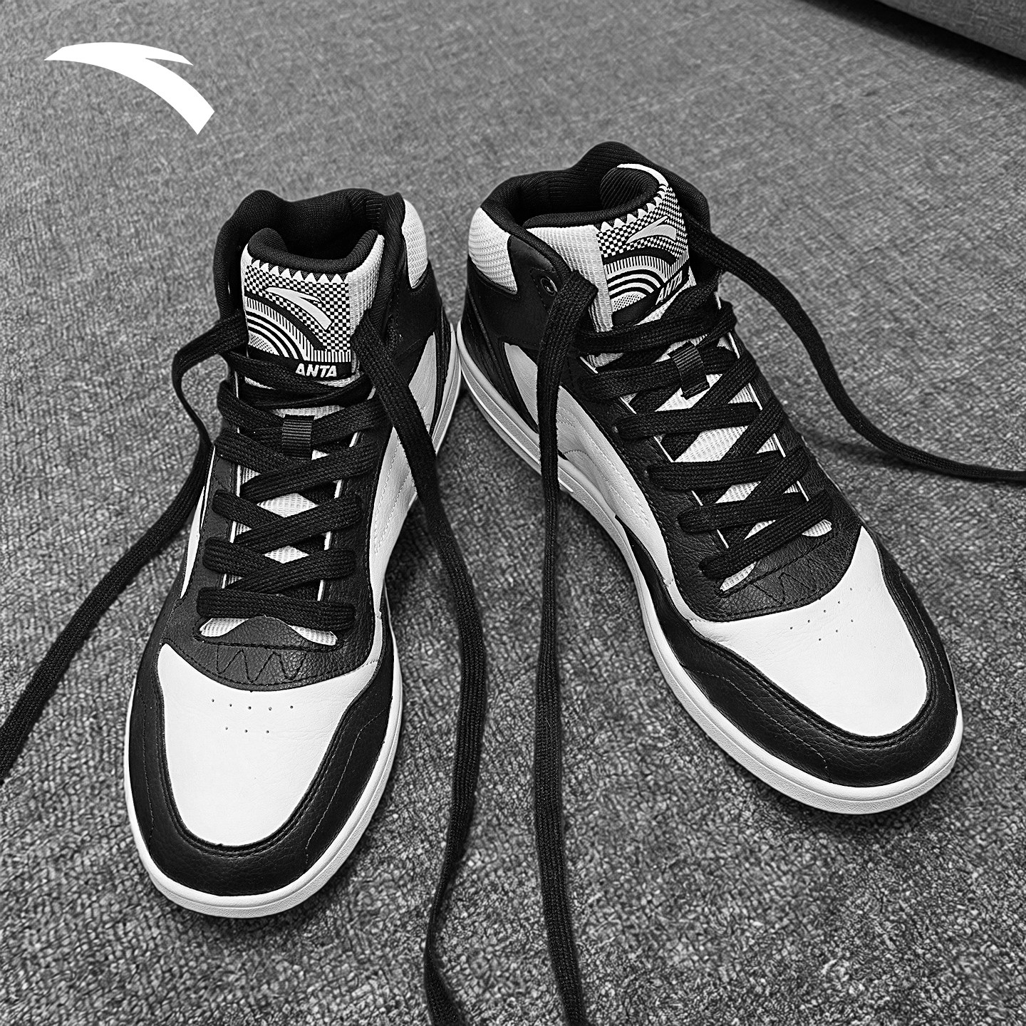 安踏板鞋男高帮鞋冬季新款复古百搭运动鞋黑白熊猫初中学生休闲鞋,运动鞋new,板鞋,淘宝优惠券,粉丝福利购,淘宝优惠卷