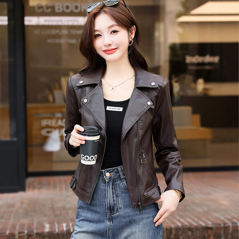 复古机车服外套上衣女