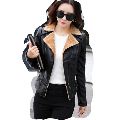 2025冬季新款加绒加厚短款皮衣女PU水洗皮外套修身皮棉衣加棉潮