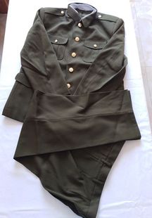 正品04黄冬服套装西装87中老年服装老干部中山装马裤呢毛料结实