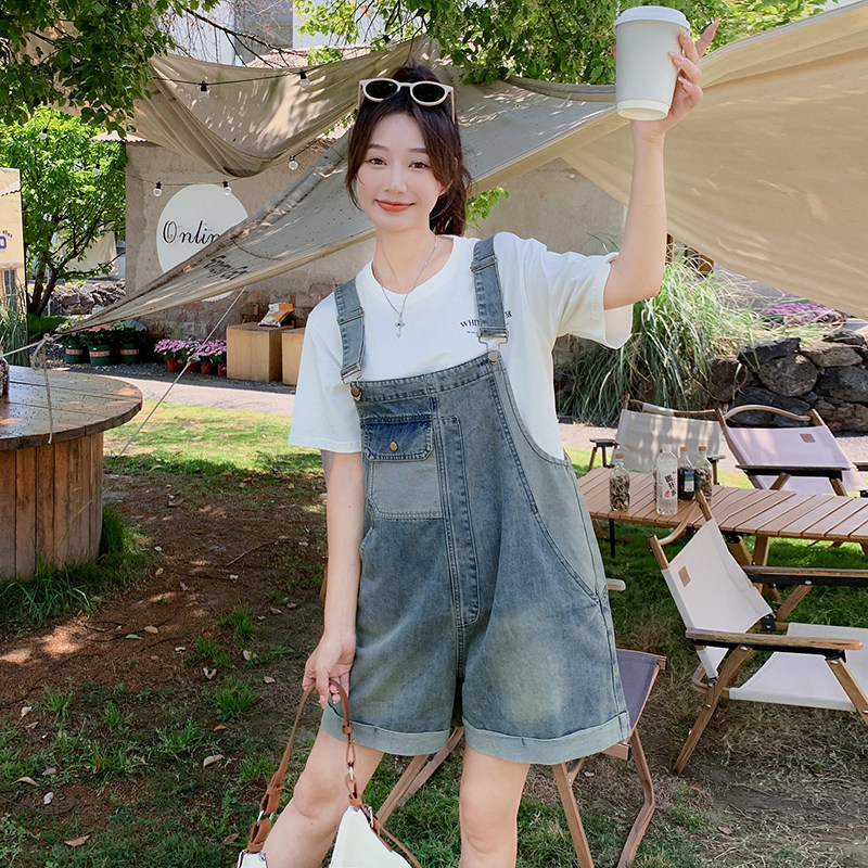 现货！夏季减龄宽松复古牛仔背带裤9182-背带裤P105-控158，女装牛仔裤，浙宝125