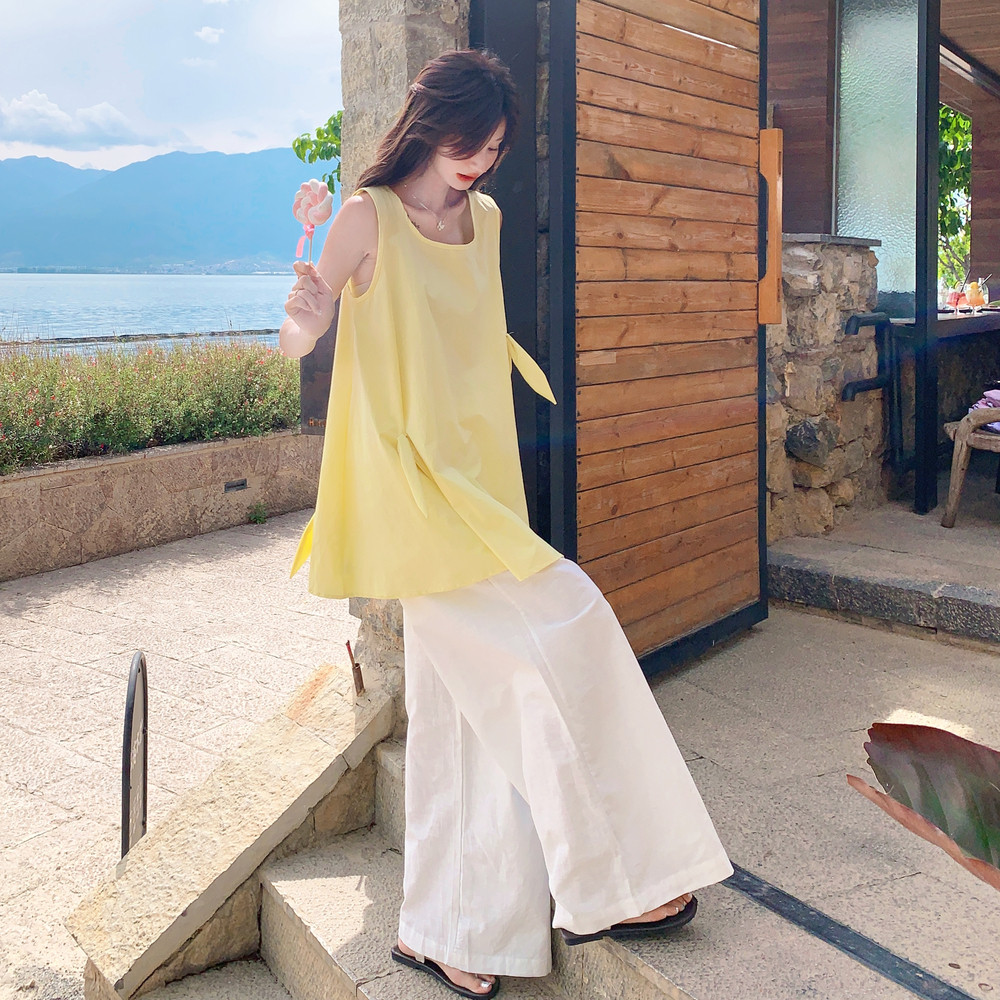 休闲无袖背心阔腿裤套装女夏2025新款两件套巨好看显瘦遮肉高级感,女装套装/套裙,浙宝125