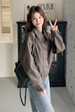 棕色复古机车皮衣外套女2025年春季新款高级感炸街小个子PU皮夹克，女装皮衣，浙宝125