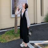 法式假两件长袖连衣裙女2024秋季新款赫本风温柔气质宽松显瘦长裙，女装连衣裙，浙宝125