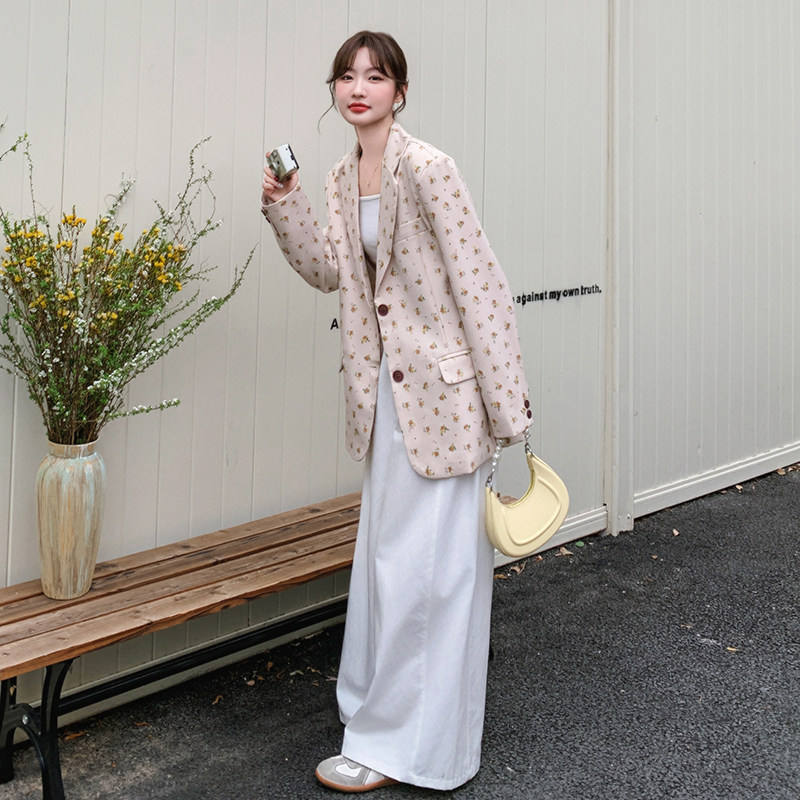 小众设计感西装女2025早春新款气质碎花灰色chic小个子宽松外套,女装西装,浙宝125