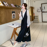 黑色气质轻熟风拼接连衣裙女2025春新款复古高级感显瘦假两件长裙，女装连衣裙，浙宝125