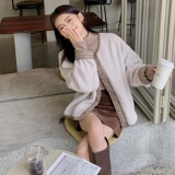 大货已出！新款鬼马系少女两面穿羊羔毛格纹外套9067-P135-控188，女装短外套，浙宝125