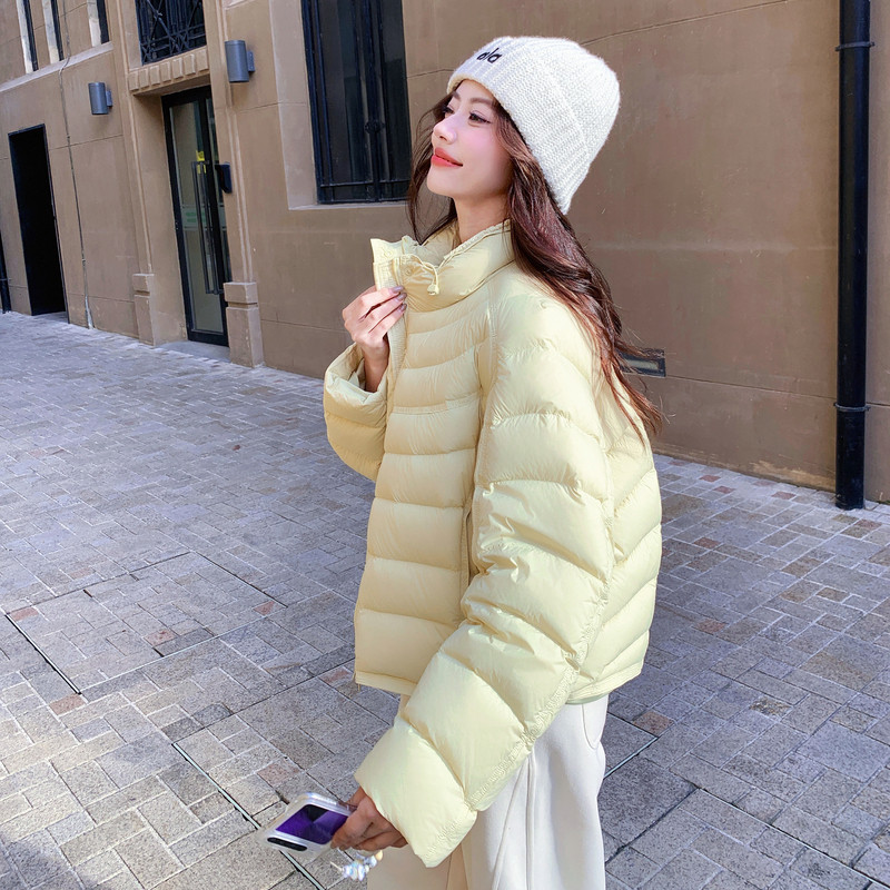 【新款】现货A89鹅黄色复古保暖羽绒服外套P325控488，女装羽绒服，浙宝125