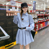 超火ootd穿搭学院风衬衫连衣裙女春秋2025新款盐系针织马甲两件套，女装套装/套裙，浙宝125