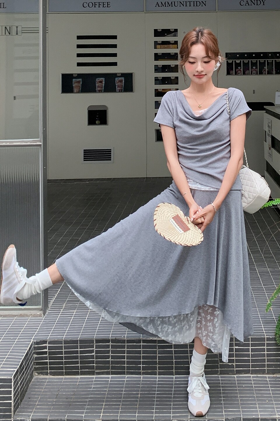 【新款】现货！气质蕾丝拼接半身裙套装2D003-2617-P145控238,女装套装/套裙,浙宝125