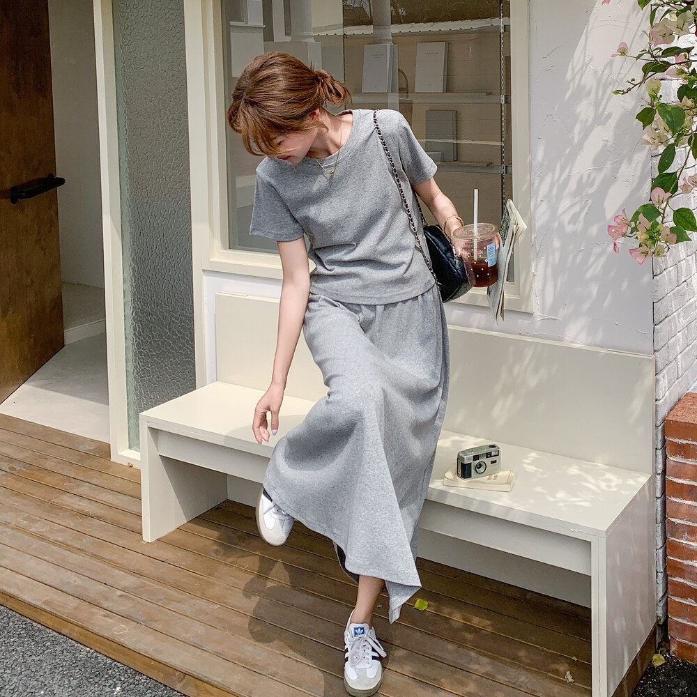 灰色慵懒风绑带连衣裙女2025夏季新款韩系设计感休闲收腰显瘦长裙,女装套装/套裙,浙宝125