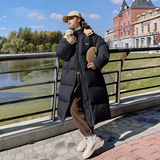 现货！新增长款！韩系简约拼色连帽长款服外套9095-P185-控268，女装棉衣/棉服，浙宝125