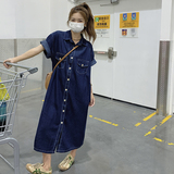 休闲chic牛仔连衣裙女夏薄款2025新款高级感宽松显瘦工装衬衫长裙，女装连衣裙，浙宝125