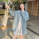 新款！现货章若楠同款格纹衬衫外套2D003-2609-P105控168，女装短外套，浙宝125