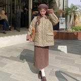 数据！现货菱格撞色灯芯绒PU皮衣外套9099-P185-控268，女装棉衣/棉服，浙宝125