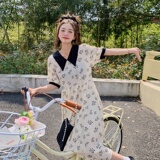 现货主推款！夏季冷淡风娃娃领碎花连衣裙9012-P95-控148，女装连衣裙，浙宝125