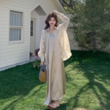 防晒衬衫吊带连衣裙套装女2025夏季新款温柔风绝美气质长裙两件套，女装套装/套裙，浙宝125