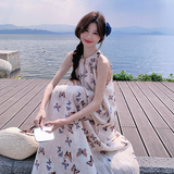 松弛感穿搭新中式连衣裙2025夏季国风文艺小众不撞款独特印花长裙，女装连衣裙，浙宝125