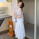 冷淡系白色简约套装裙女2025夏季新款温柔风背心花苞半身裙两件套，女装套装/套裙，浙宝125