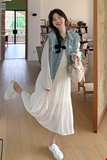 开春穿搭牛仔马甲白色连衣裙套装女春季2025新款甜美减龄两件套女，女装套装/套裙，浙宝125