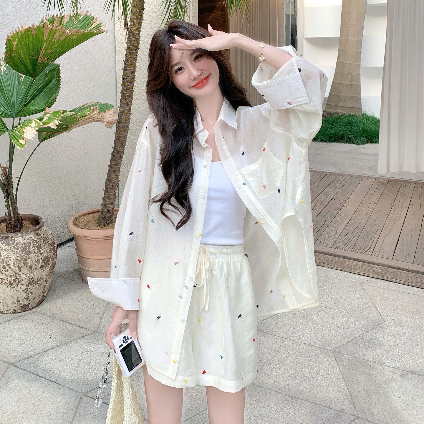 【新款】数据款！现货125-A69轻薄刺绣防晒套装P145控208,女装套装/套裙,浙宝125
