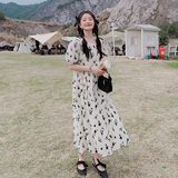 茶歇法式碎花连衣裙女夏2025年新款温柔风甜美仙气超仙森系长裙子，女装连衣裙，浙宝125