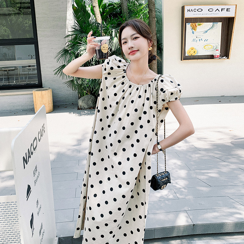 du家授权【SE】法式波点泡泡袖气质连衣裙2025夏新款设计师品牌,女装连衣裙,浙宝125