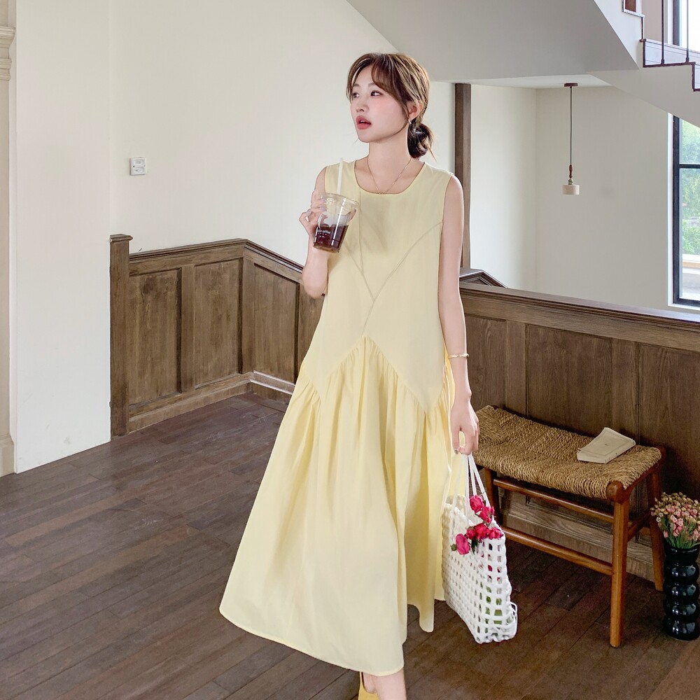 【新款】现货！茶歇气质减龄无袖连衣裙A19-P135-控198,女装连衣裙,浙宝125
