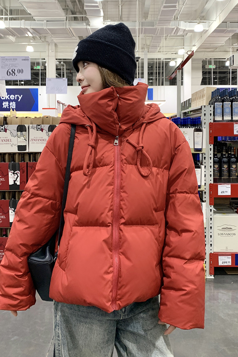 新款！已出货！红连帽羽绒棉服外套9895-P165-控248,女装棉衣/棉服,浙宝125
