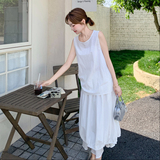 冷淡系白色简约套装裙女2025夏季新款温柔风背心花苞半身裙两件套，女装套装/套裙，浙宝125