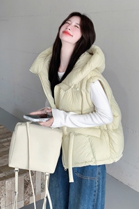 新款现货 A87 轻盈保暖连帽90白鸭绒羽绒服马甲外套P235控348图片