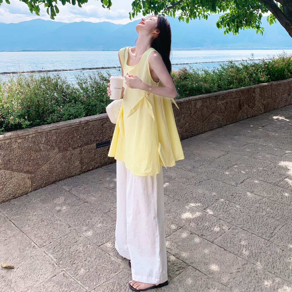 休闲无袖背心阔腿裤套装女夏2025新款两件套巨好看显瘦遮肉高级感,女装套装/套裙,浙宝125